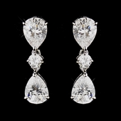 Silver Clear CZ Crystal Dangle Tear Drop Bridal Earrings 3606 Silver Clear CZ Crystal Dangle Tear Drop Bridal Earrings 3606