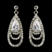 Antique Silver Clear CZ Crystal & Rhinestone Drop Bridal Earrings 9247 Antique Silver Clear CZ Crystal & Rhinestone Drop Bridal Earrings 9247