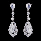 Beautiful Antique Silver Clear CZ Teardrop Earrings 9060 Beautiful Antique Silver Clear CZ Teardrop Earrings 9060