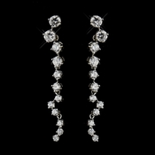 Silver Clear CZ Crystal Dangle Bridal Earrings 8649 Silver Clear CZ Crystal Dangle Bridal Earrings 8649
