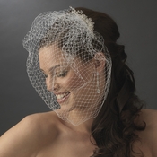 Enchanting Swarovski & Rhinestone Flower Comb & Birdcage Veil 2075 Enchanting Swarovski & Rhinestone Flower Comb & Birdcage Veil 2075