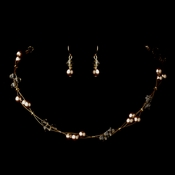 Gold Light Brown Czech Glass Pearl & Swarovski Crystal Bead Multiweave Illusion Necklace 8672 & Earrings 2031 Jewelry Set Gold Light Brown Czech Glass Pearl & Swarovski Crystal Bead Multiweave Illusion Necklace 8672 & Earrings 2031 Jewelry Set