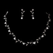 Silver Clear CZ Necklace & Earrings Jewelry Set 0112 Silver Clear CZ Necklace & Earrings Jewelry Set 0112