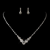 Silver Clear Graduated Round Rhinestone Necklace 5116 & Earrings 4012-6 Jewelry Set Silver Clear Graduated Round Rhinestone Necklace 5116 & Earrings 4012-6 Jewelry Set