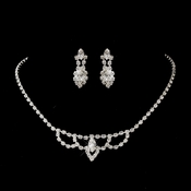Silver Clear Round & Marquise Rhinestone Necklace 7011-2 & Earrings 7662-1 Silver Clear Round & Marquise Rhinestone Necklace 7011-2 & Earrings 7662-1
