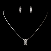 Silver Clear Rhinestone Necklace & Earrings Jewelry Set 7725 Silver Clear Rhinestone Necklace & Earrings Jewelry Set 7725