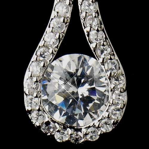 Antique Silver Clear Cubic Zirconia Bridal Drop Earrings 5966 Antique Silver Clear Cubic Zirconia Bridal Drop Earrings 5966