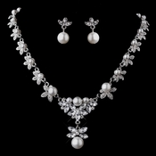 Silver White Necklace & Earring Set 12668 Silver White Necklace & Earring Set 12668