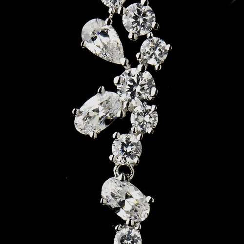 Antique Silver Clear CZ Crystal Dangle Bridal Earrings 8654 Antique Silver Clear CZ Crystal Dangle Bridal Earrings 8654