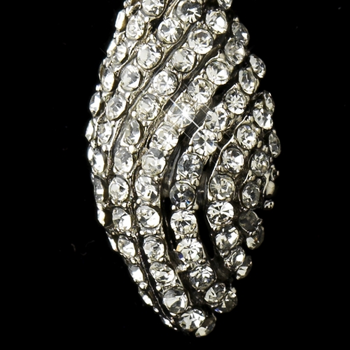 Silver Clear Pave Rhinestone Dangle Bridal Earrings 8659 Silver Clear Pave Rhinestone Dangle Bridal Earrings 8659