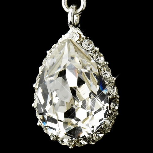 Silver Clear Crystal Pave Ball Dangle Tear Drop Bridal Earrings 1453 Silver Clear Crystal Pave Ball Dangle Tear Drop Bridal Earrings 1453