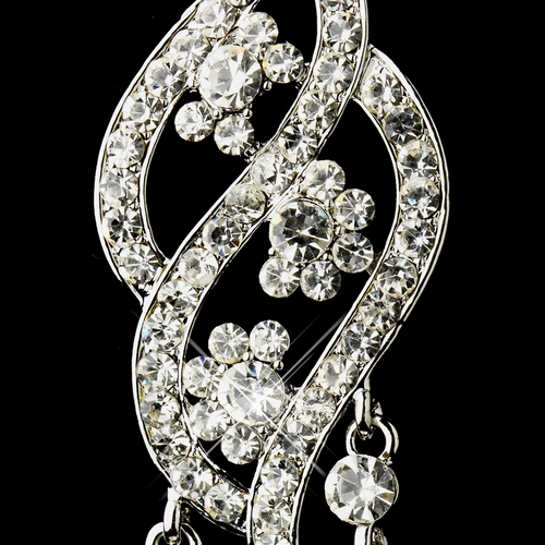 Silver Clear Rhinestone Dangle Bridal Earrings 8657 Silver Clear Rhinestone Dangle Bridal Earrings 8657