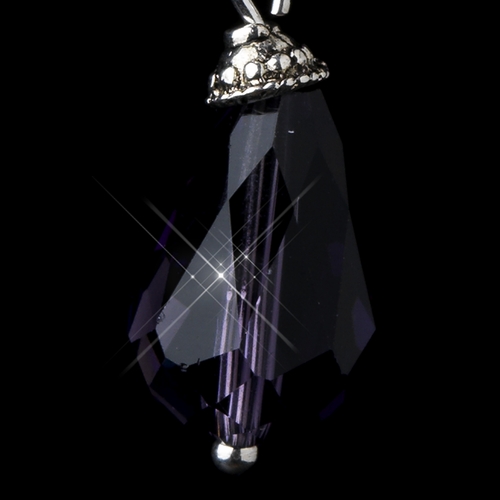 Silver Amethyst Crystal Tear Drop Dangle Bridal Earrings 8737 Silver Amethyst Crystal Tear Drop Dangle Bridal Earrings 8737