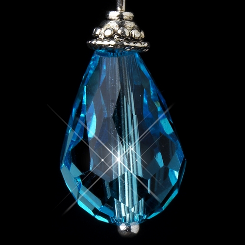 Silver Aqua Crystal Bead Drop Bridal Earrings 8745 Silver Aqua Crystal Bead Drop Bridal Earrings 8745