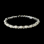 Silver White Pearl Bridal Stretch Bracelet 10352 Silver White Pearl Bridal Stretch Bracelet 10352