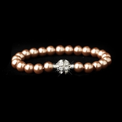 Dusty Rose Glass Pearl Pave Ball Bridal Bracelet 720 Dusty Rose Glass Pearl Pave Ball Bridal Bracelet 720