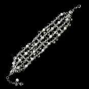 Silver Austrian Crystal & Diamond White Freshwater Pearl Bridal Clasp Bracelet 8781 Silver Austrian Crystal & Diamond White Freshwater Pearl Bridal Clasp Bracelet 8781
