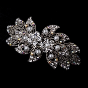 Vintage Silver Antique AB & Pearl Barrette 52 Vintage Silver Antique AB & Pearl Barrette 52
