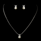 Antique Silver Diamond White Pearl & Marquise CZ Drop Bridal Necklace & Earrings Bridal Jewelry Set 3545 Antique Silver Diamond White Pearl & Marquise CZ Drop Bridal Necklace & Earrings Bridal Jewelry Set 3545