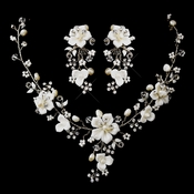 Rhodium Necklace & Clip On Earring Set 1014 Rhodium Necklace & Clip On Earring Set 1014