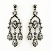 Hematite Smoked Black Diamond Crystal Chandelier Bridal Earrings 8681***Discontinued*** Hematite Smoked Black Diamond Crystal Chandelier Bridal Earrings 8681***Discontinued***