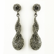 Antique Silver Smoked Rhinestone & Crystal Dangle Bridal Earrings 8682 Antique Silver Smoked Rhinestone & Crystal Dangle Bridal Earrings 8682