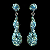 Antique Silver Turquoise AB Rhinestone & Crystal Dangle Bridal Earrings 8682 Antique Silver Turquoise AB Rhinestone & Crystal Dangle Bridal Earrings 8682