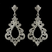 Antique Silver Clear Rhinestone Chandelier Bridal Earrings 8688 Antique Silver Clear Rhinestone Chandelier Bridal Earrings 8688