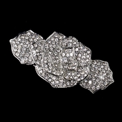Rhinestone Covered Flower Hair Barrette in Antique Silver 70963 Rhinestone Covered Flower Hair Barrette in Antique Silver 70963