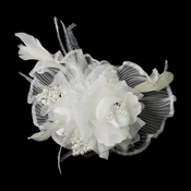 * Ivory Flower Feather Fascinator Hair Clip 3539 or Bridal Brooch (Pin Included on Back) Ivory or White * Ivory Flower Feather Fascinator Hair Clip 3539 or Bridal Brooch (Pin Included on Back) Ivory or White