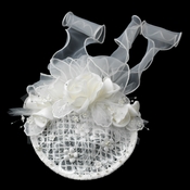 Elaborate Ivory Flower Russian Tulle Pearl Bridal Hair Cap Clip 9672 Elaborate Ivory Flower Russian Tulle Pearl Bridal Hair Cap Clip 9672