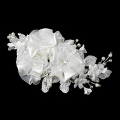 Silver Ivory Pearl & Rhinestone Accent Floral Hair Comb 9649 Silver Ivory Pearl & Rhinestone Accent Floral Hair Comb 9649