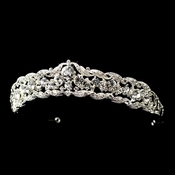 Silver Clear Rhinestone Tiara Headpiece 9601 * Marks on Silver plating* Silver Clear Rhinestone Tiara Headpiece 9601 * Marks on Silver plating*