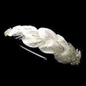 * Silver Plated Bridal Headband with Diamond White Fabric Sparkling Rhinestone 9604 * Silver Plated Bridal Headband with Diamond White Fabric Sparkling Rhinestone 9604