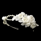 Ivory Floral Side Accented Bridal Headband in Silver 9624 Ivory Floral Side Accented Bridal Headband in Silver 9624