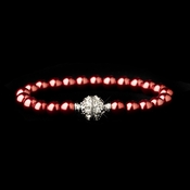 Burgundy Glass Pearl Pave Ball Bridal Bracelet 720 Burgundy Glass Pearl Pave Ball Bridal Bracelet 720