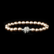 Light Brown Glass Pearl Pave Ball Bridal Bracelet 720 Light Brown Glass Pearl Pave Ball Bridal Bracelet 720