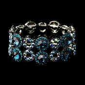Hematite Turquoise & Light Blue AB Crystal Bridal Stretch Bracelet 8658 Hematite Turquoise & Light Blue AB Crystal Bridal Stretch Bracelet 8658
