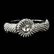 Silver Clear Crystal Bridal Beach Seashell Bangle Bracelet 8662 Silver Clear Crystal Bridal Beach Seashell Bangle Bracelet 8662
