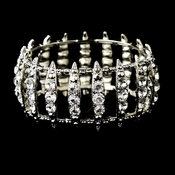 Antique Silver Clear Crystal Bridal Stretch Cuff Bracelet 8690 Antique Silver Clear Crystal Bridal Stretch Cuff Bracelet 8690