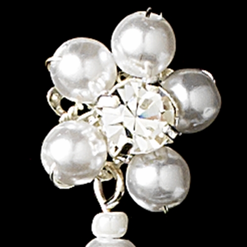 Silver White Floral Pearl Dangle Earrings 8001 Silver White Floral Pearl Dangle Earrings 8001