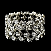 Silver Clear Crystal Stretch Cuff Bridal Bracelet 8691 Silver Clear Crystal Stretch Cuff Bridal Bracelet 8691