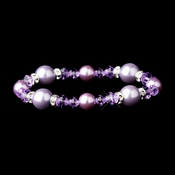 Silver Light Amethyst Pearl & Swarovski Crystal Bead Bridal Stretch Bracelet 8740 Silver Light Amethyst Pearl & Swarovski Crystal Bead Bridal Stretch Bracelet 8740