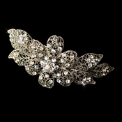 Rhodium Silver Clear Crystal Flower Hair Barrette 5070 Rhodium Silver Clear Crystal Flower Hair Barrette 5070