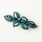 Black Teal Crystal & Rhinestone Leaf Barrette 9237 Black Teal Crystal & Rhinestone Leaf Barrette 9237