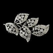 Antique Silver Clear Rhinestone Leaf Bridal Brooch 182 Antique Silver Clear Rhinestone Leaf Bridal Brooch 182