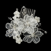 Silver Crystal Organza Flower Bridal Hair Comb 950 Silver Crystal Organza Flower Bridal Hair Comb 950