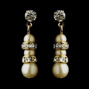 Gold Ivory Pearl Rhinestone Dangle Earrings 8366 Gold Ivory Pearl Rhinestone Dangle Earrings 8366