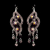 Silver Amethyst & AB Rhinestone Dangle Bridal Earrings 8657 Silver Amethyst & AB Rhinestone Dangle Bridal Earrings 8657