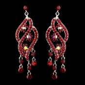 Silver Red & AB Rhinestone Dangle Bridal Earrings 8657 Silver Red & AB Rhinestone Dangle Bridal Earrings 8657